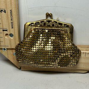 Women's Vintage Gold Mesh Coin Purse Metal Frame Mini Evening Bag Kiss Lock